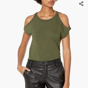 Pam & Gela Cold Shoulder Olive Green Tee